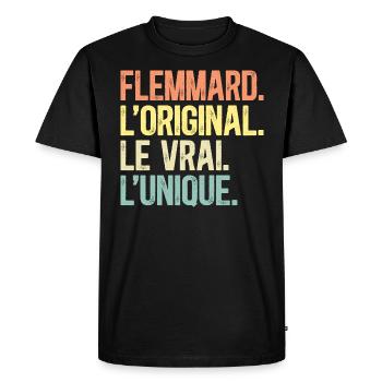 Flemmard L'Original Le Vrai L'Unique Fainéant - T-shirt Premium bio Homme - noir - Devant - Nico (187cm)