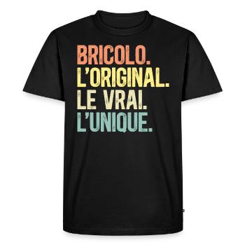 Bricolo L'Original Le Vrai L'Unique Bricoleur - T-shirt Premium bio Homme - noir - Devant - Nico (187cm)