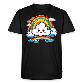 Cute cloud with rainbow - Men's Premium Organic T-Shirt - black - Front - Nico (187cm)