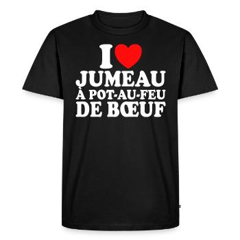 Boucher I Love Jumeau À Pot-Au-Feu De Boeuf - T-shirt Premium bio Homme - noir - Devant - Nico (187cm)