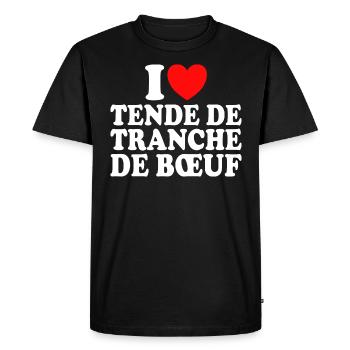 Boucher I Love Tende De Tranche De Boeuf - T-shirt Premium bio Homme - noir - Devant - Nico (187cm)