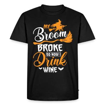 Halloween - Pas de balai, mais du vin - T-shirt Premium bio Homme - noir - Devant - Nico (187cm)