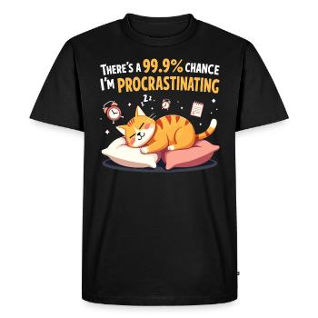 Lazy Cat Sarcastic Humor - Men's Premium Organic T-Shirt - black - Front - Nico (187cm)