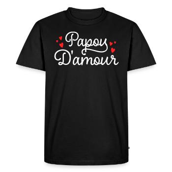Papou Amour Fête Des Pères Cadeau Papa - T-shirt Premium bio Homme - noir - Devant - Nico (187cm)