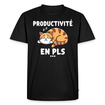 Productivité En PLS Humour - T-shirt Premium bio Homme - noir - Devant - Nico (187cm)