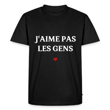 Humoristique adolescent Humour J'aime Pas Les Gens - T-shirt Premium bio Homme - noir - Devant - Nico (187cm)