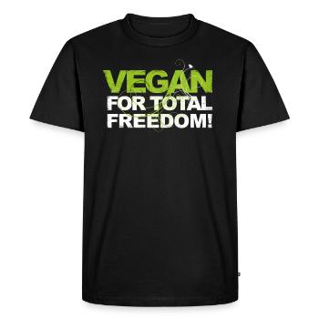 VEGAN FOR TOTAL FREEDOM (white) - Men's Premium Organic T-Shirt - black - Front - Nico (187cm)