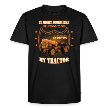 Dans ma tête, je conduis mon TRACTEUR Trekker Tracteur - T-shirt Premium bio Homme - noir - Devant - Nico (187cm)
