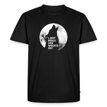 Wolf Saying - Love Wolves - Wolf Moon Heart Wolves - Men's Premium Organic T-Shirt - black - Front - Nico (187cm)