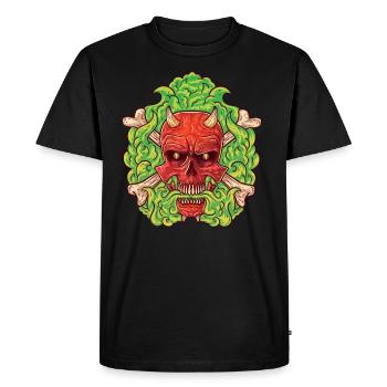 Skull with horns emits poisonous smoke. - Men's Premium Organic T-Shirt - black - Front - Nico (187cm)
