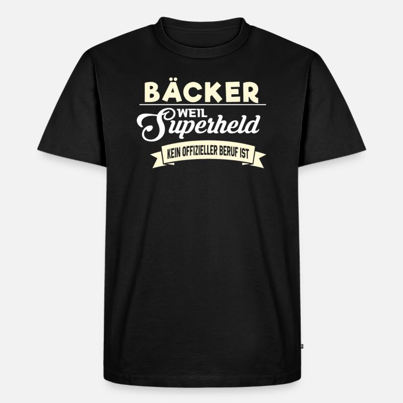 Superheld Beruf Bäcker - Männer Premium Bio T-Shirt - Schwarz
