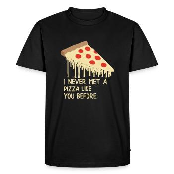 Je n'ai jamais rencontré de pizza comme toi avant - T-shirt Premium bio Homme - noir - Devant - Nico (187cm)