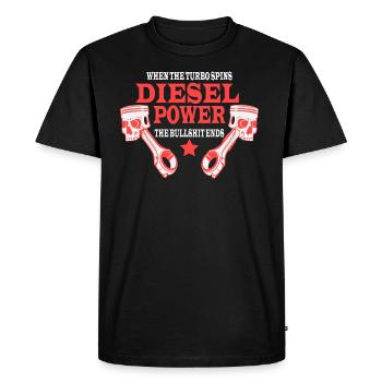 Diesel Power Lorsque le turbo tourne. Tuning shirt - T-shirt Premium bio Homme - noir - Devant - Nico (187cm)