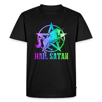 Hail Satan - Unicorn Pentacle Metal funny - Men's Premium Organic T-Shirt - black - Front - Nico (187cm)