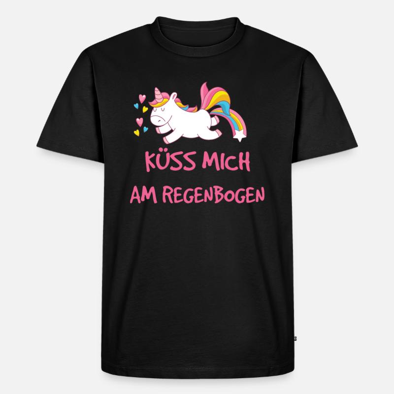 Küss mich am Regenbogen - Männer Premium Bio T-Shirt - Schwarz