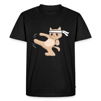 Karate cat / martial arts - Men's Premium Organic T-Shirt - black - Front - Nico (187cm)