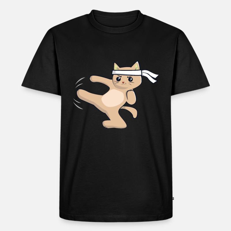 Karate Katze / Kampfkunst - Männer Premium Bio T-Shirt - Schwarz