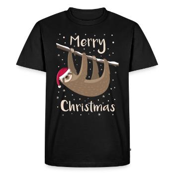 Sloth Christmas Sloth Merry Christmas - Men's Premium Organic T-Shirt - black - Front - Nico (187cm)