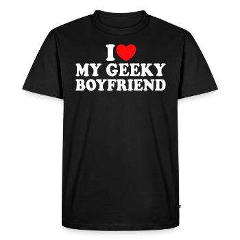 J'aime Mon Petit Ami Geek J'Adore Mon Copain Geek - T-shirt Premium bio Homme - noir - Devant - Nico (187cm)