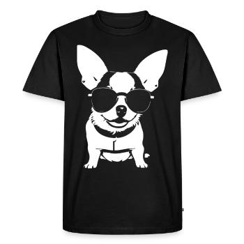 Funny Chihuahua wearing Sunglasses Chihuahuas - Men's Premium Organic T-Shirt - black - Front - Nico (187cm)