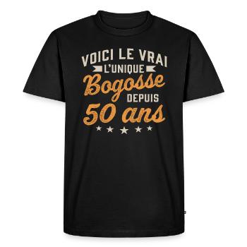 Voici le vrai l'unique bogosse depuis 50 ans - T-shirt Premium bio Homme - noir - Devant - Nico (187cm)
