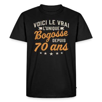 Voici le vrai l'unique bogosse depuis 70 ans - T-shirt Premium bio Homme - noir - Devant - Nico (187cm)