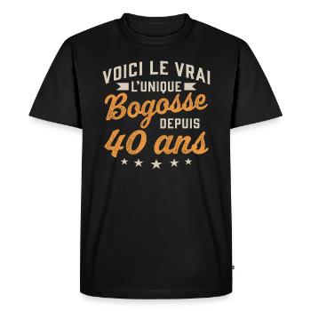 Voici le vrai l'unique bogosse depuis 40 ans - T-shirt Premium bio Homme - noir - Devant - Nico (187cm)