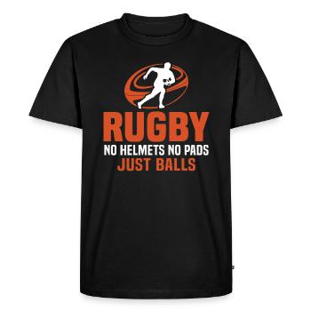 rugby no helmets no pads just balls - Men's Premium Organic T-Shirt - black - Front - Nico (187cm)