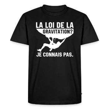 la loi de la gravitation je connais pas - T-shirt Premium bio Homme - noir - Devant - Nico (187cm)