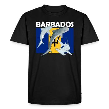 Drapeau de la Barbade Requin tigre Requin marteau - T-shirt Premium bio Homme - noir - Devant - Nico (187cm)