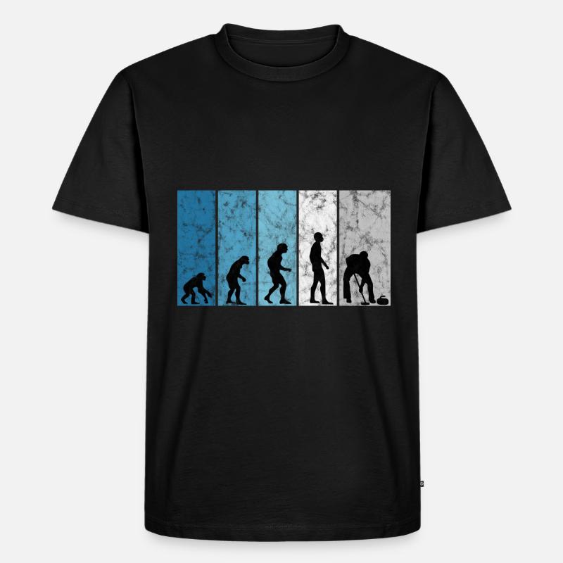 Eis Curling Curler Eisstockschießen Evolution - Männer Premium Bio T-Shirt - Schwarz