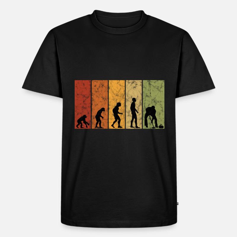 Eis Curling Curler Eisstockschießen Evolution - Männer Premium Bio T-Shirt - Schwarz