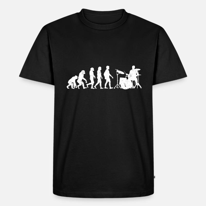 Evolution Drummer - Männer Premium Bio T-Shirt - Schwarz