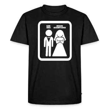 Cadeau de mariage accompli par Game Over Mission - T-shirt Premium bio Homme - noir - Devant - Nico (187cm)