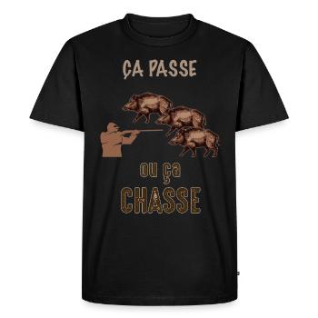 Chasse idée cadeau, chasse humour chasseur - T-shirt Premium bio Homme - noir - Devant - Nico (187cm)