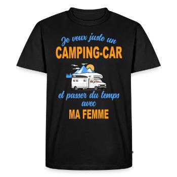 Camping car ma femme et moi idée cadeau homme - T-shirt Premium bio Homme - noir - Devant - Nico (187cm)