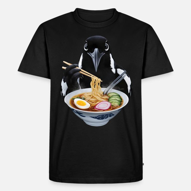 Elster Ramen - Männer Premium Bio T-Shirt - Schwarz