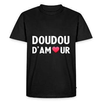 Doudou d'amour Humour Saint Valentin Pour Couples - T-shirt Premium bio Homme - noir - Devant - Nico (187cm)