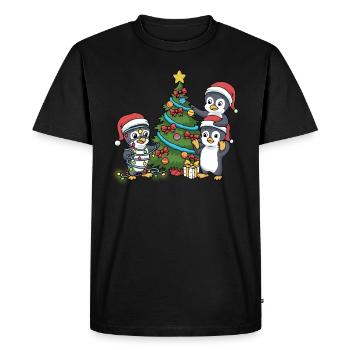 Christmas Penguin Christmas Penguin Tree Advent - Men's Premium Organic T-Shirt - black - Front - Nico (187cm)