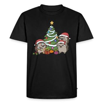 Christmas Hedgehog Christmas Tree Decorate Advent - Men's Premium Organic T-Shirt - black - Front - Nico (187cm)