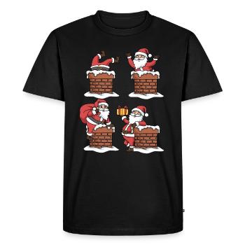 Père Noël chemise cheminée noël - T-shirt Premium bio Homme - noir - Devant - Nico (187cm)