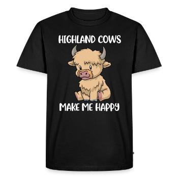 Scottish Highland Cow Shirt Women's Highland Cow - Men's Premium Organic T-Shirt - black - Front - Nico (187cm)
