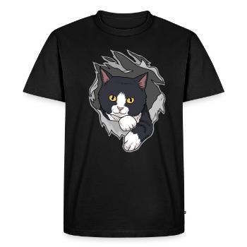 Tuxedo Cat Tshirt Chemise pour chat pour homme Chat pour femme - T-shirt Premium bio Homme - noir - Devant - Nico (187cm)