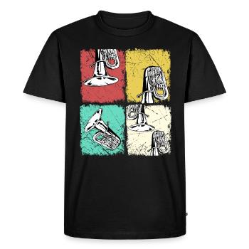 Tuba T-Shirt Sousaphone Brass band Musique Big Band - T-shirt Premium bio Homme - noir - Devant - Nico (187cm)