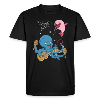 Music shirt child guitar octopus singing blobfish - Men's Premium Organic T-Shirt - black - Front - Nico (187cm)