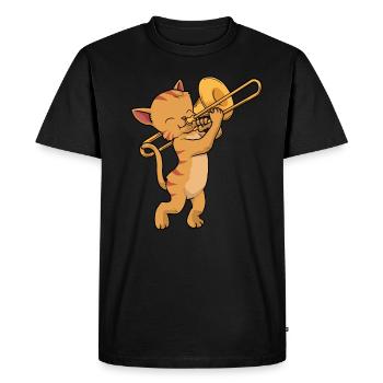 Trombone t-shirt chat vent musique cadeau tromboniste - T-shirt Premium bio Homme - noir - Devant - Nico (187cm)