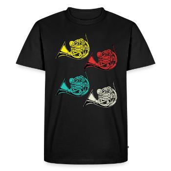 Horn Tshirt Orchester Big Band Vintage Waldhorn - Männer Premium Bio T-Shirt - Schwarz - Vorne - Nico (187cm)