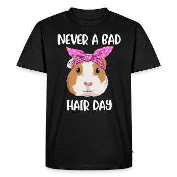 Cobaye Cadeau Femme Never A Bad Hair Day - T-shirt Premium bio Homme - noir - Devant - Nico (187cm)