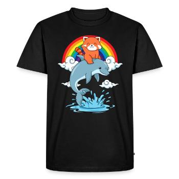 Panda Rouge Cadeau Dauphin Arc-en-ciel Rouge Panda - T-shirt Premium bio Homme - noir - Devant - Nico (187cm)