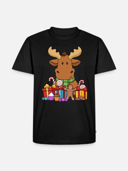 Weihnachtsgeschenke Elch Shirt Weihnachtsbaum Elch - Herre Premium økologisk T-shirt - sort